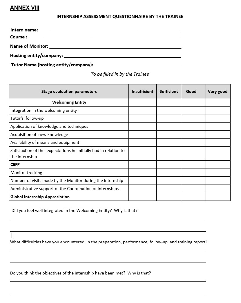 ASPYEE-8.	Model of Assessment Questionnaire by the intern